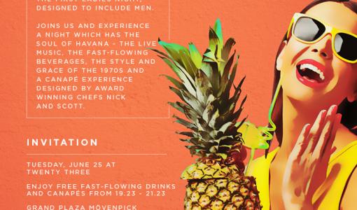 Exclusive Media Event - Invite - HALFWAY TO HAVANA: the first ladies night, designed to include men.